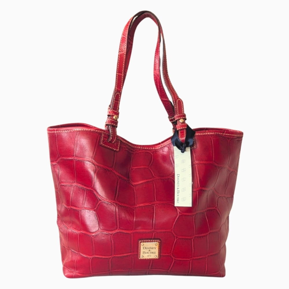 *SOLD* NWT Dooney & Bourke Women's Red Embossed Leather Medium East West Tote - Picture 17 of 17